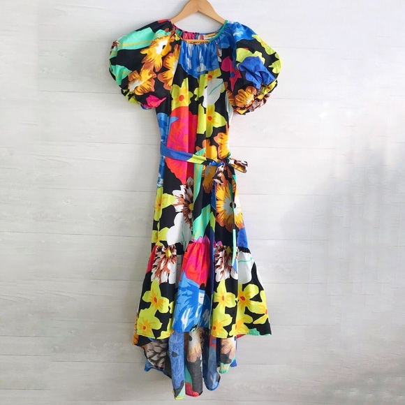 CHRISTOPHER JOHN ROGERS NWT Target Vibrant Floral HIgh Low Ruffle Dress XS Puff - Picture 2 of 3